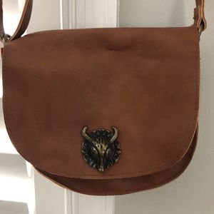 Bronze buck leather crossbody